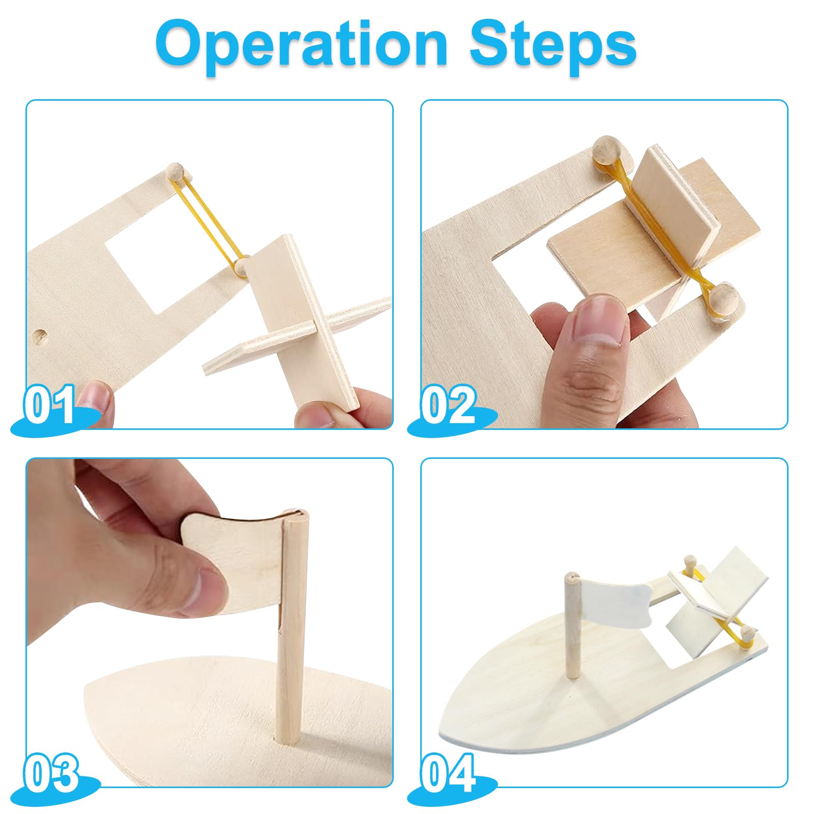 Holzbausatz Kinder 22-tlg - DIY Segelboot Set Mit Aquarellstiften