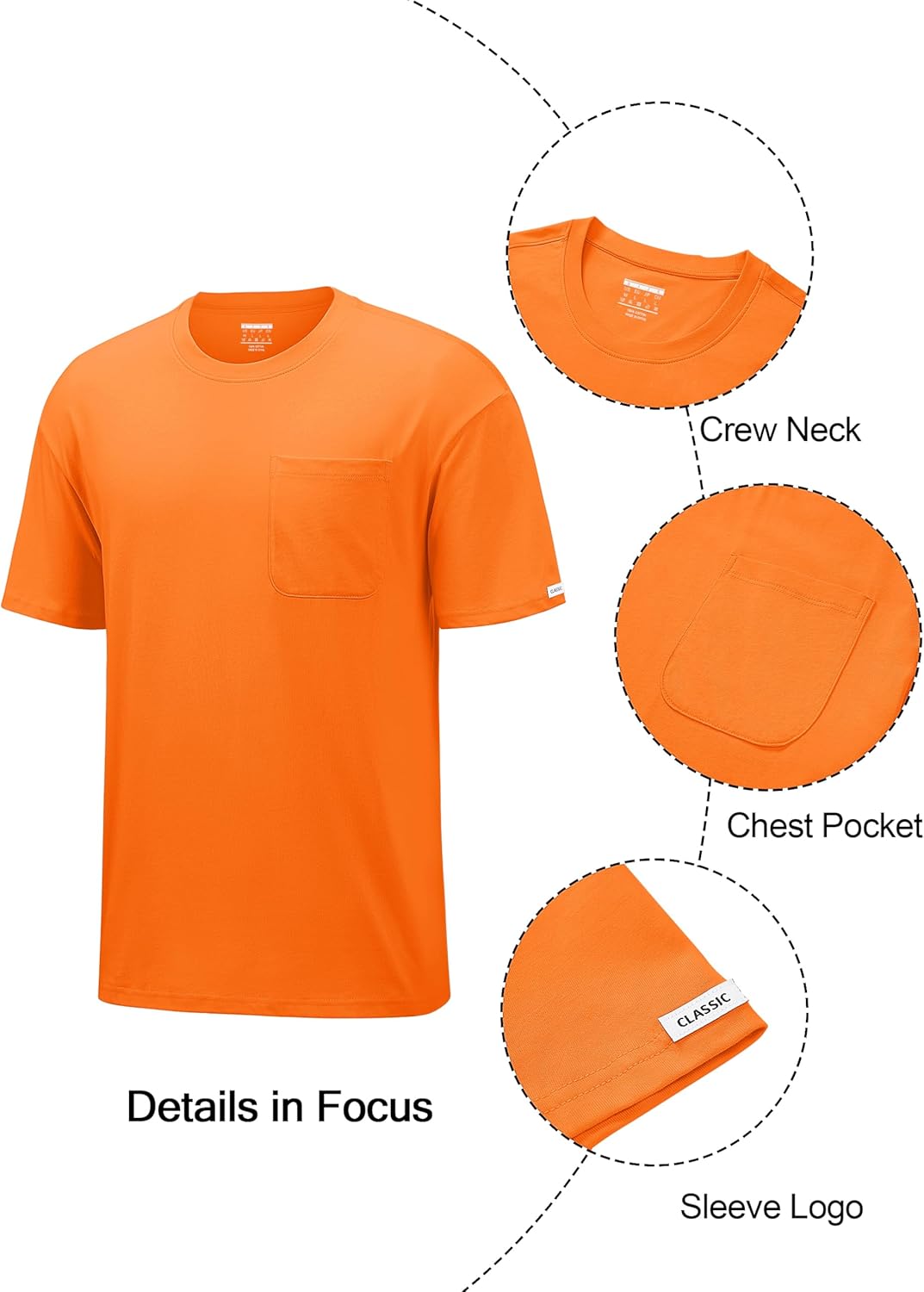 Cotrasen Men's T-Shirts Cotton Soft Short Sleeve Drop Shoulder T Shirts for Men Casual Loose Crew Neck Pocket Tee - Image 8