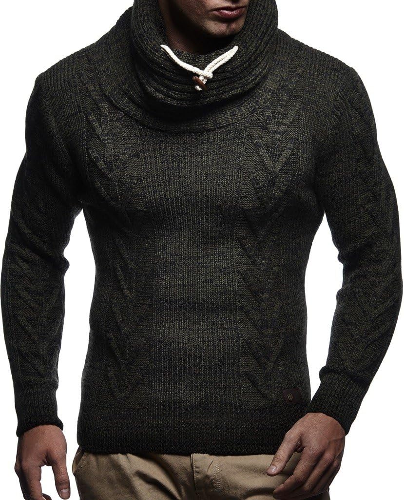 Leif Nelson LN7135 Men's Knitted Turtleneck Pullover