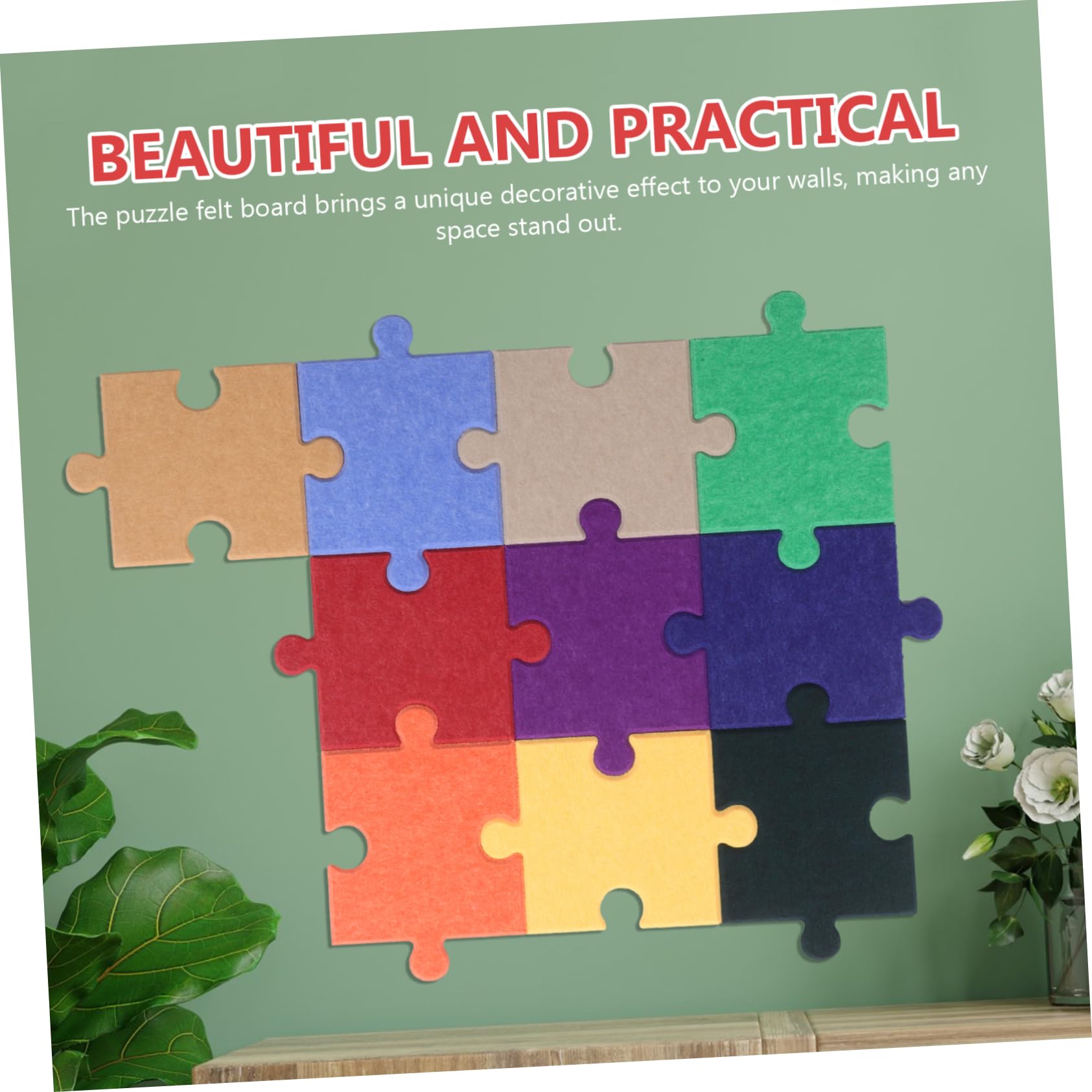 Hemobllo 10 Selbstklebende Filzplatten im Kreativen Puzzle Design aus Polyester für Vielseitige Wanddeko im Kinderzimmer und Büro Wandpolster Wandaufkleber Satz