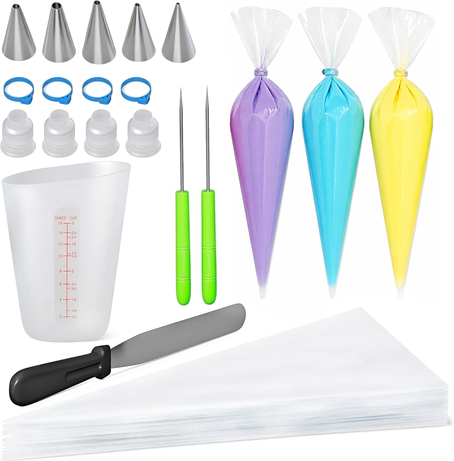 Bakerpan Royal Icing Tools Set 67 Pc Cookie Decorating Kit with Piping Bags