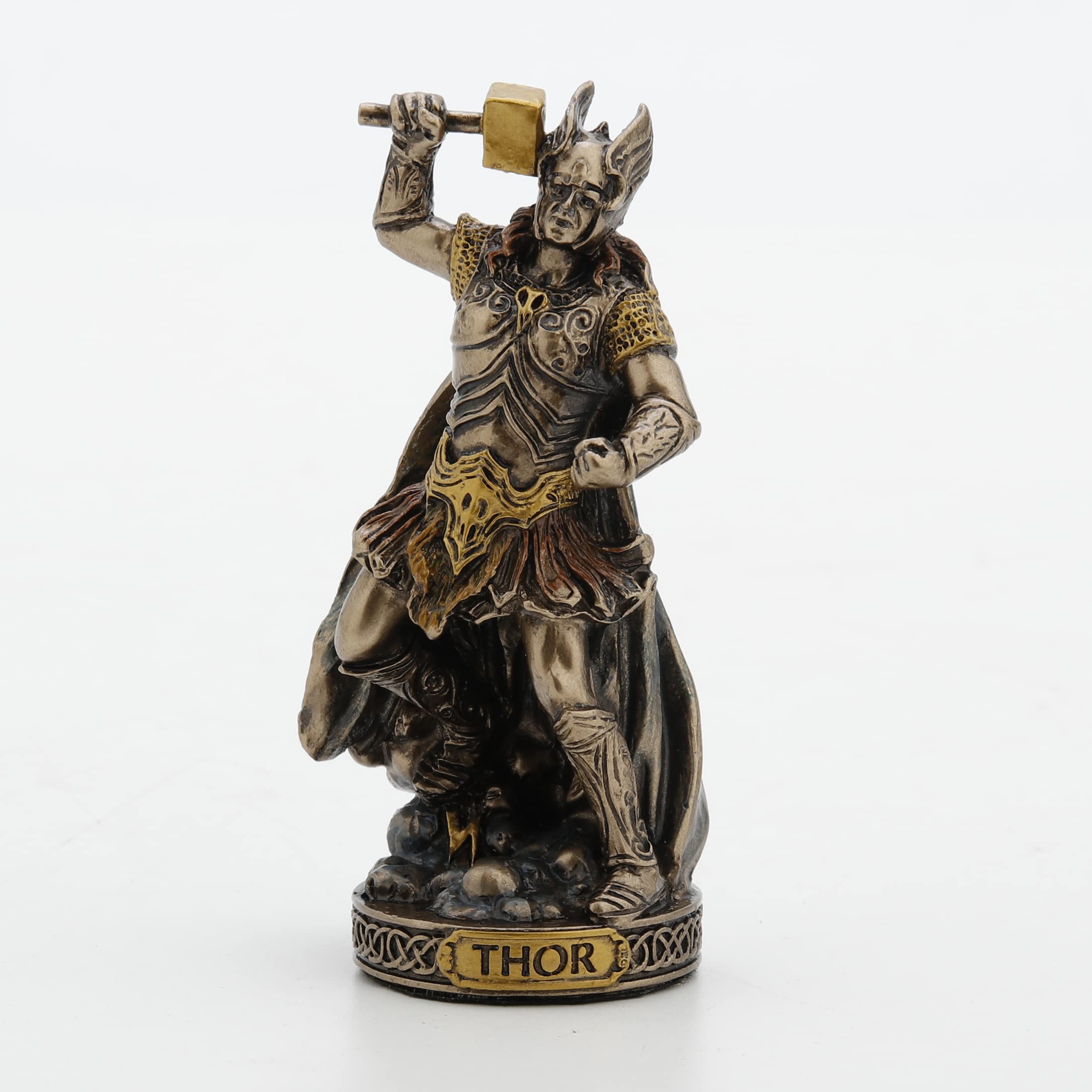 Veronese Design 3 3/8 Inch Thor Norse God of Thunder Hand Painted Bronze Finish Polyresin Miniature Figurine