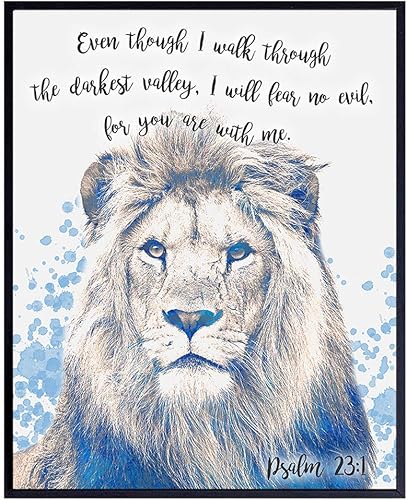 Psalm 23 Bible Verse Scripture Wall Art Decor - Religious Christian Room Decoration for Home, Church - Inspirational, Motivational Poster Print -