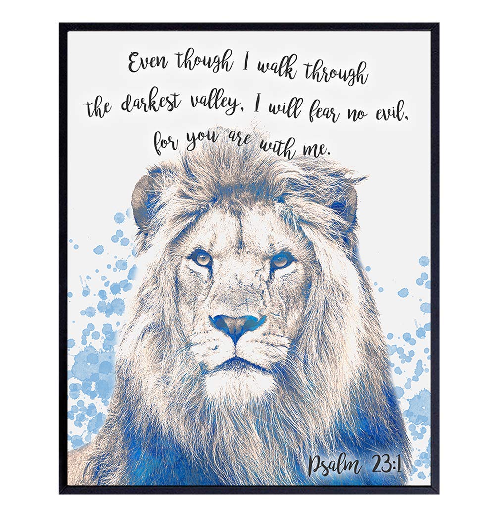 Psalm 23 Bible Verse Scripture Wall Art Decor - Religious Christian Room Decoration for Home, Church - Inspirational, Motivational Poster Print - Pastor Ordained Minister Gift for Men, Women