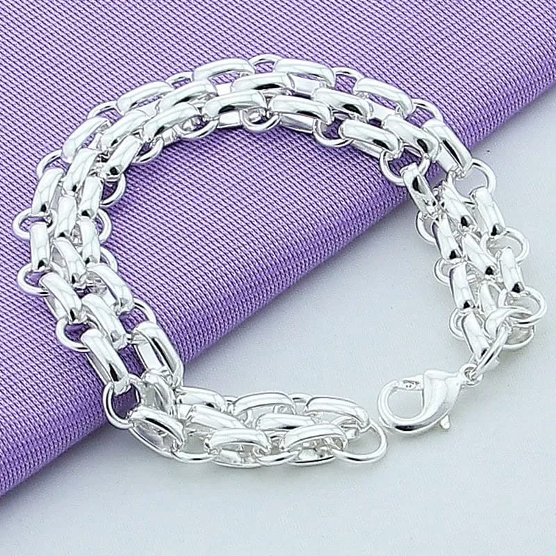Brazalete de tres filas de plata ley para looks sofisticados y eventos de gala