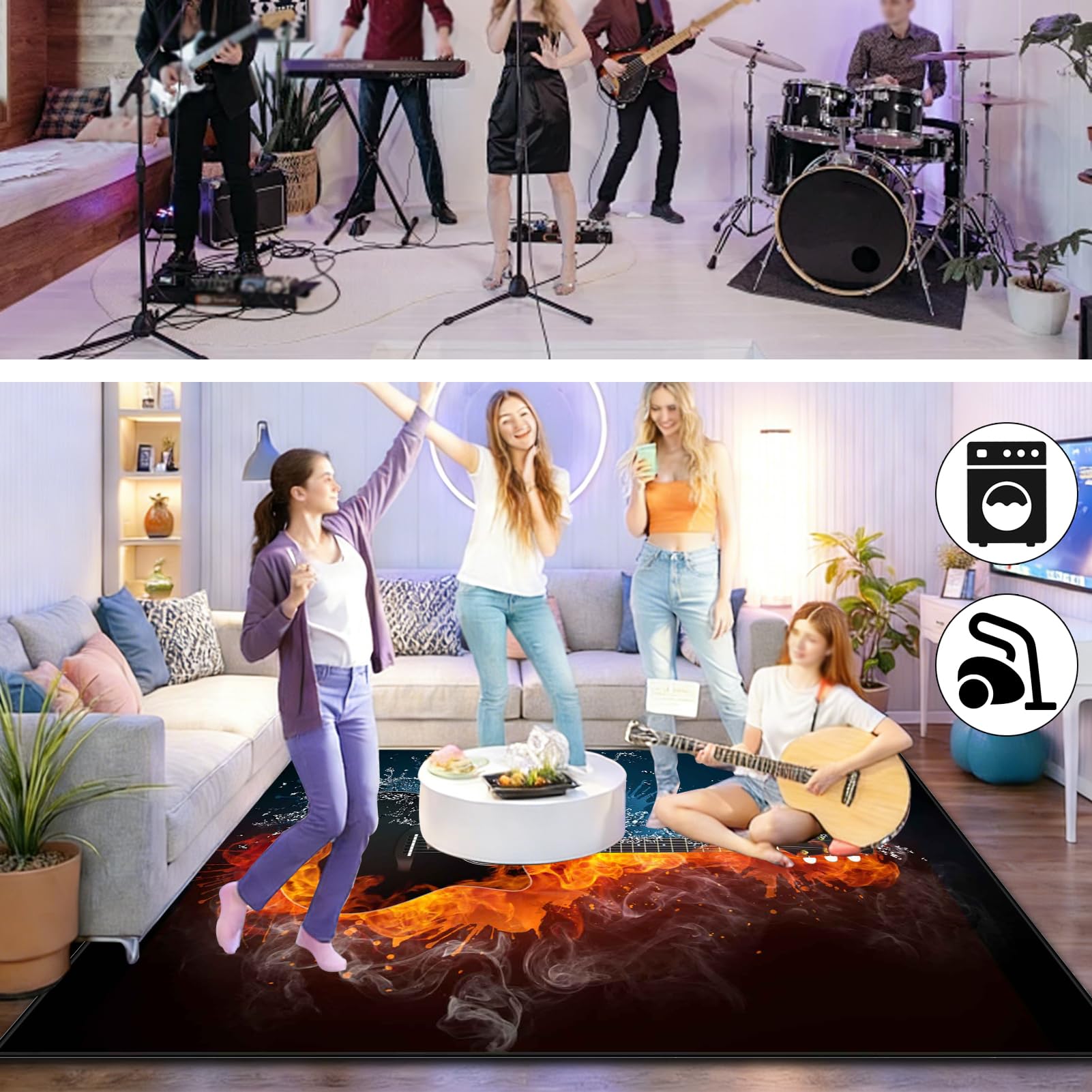 140 x 120 cm Dywan z baterią elektroniczną Dźwiękoszczelny Antypoślizgowy Dywan Pochłaniający Akustyczny Profesjonalna mata do instrumentów muzycznych do instrumentów muzycznych do gitary basowej