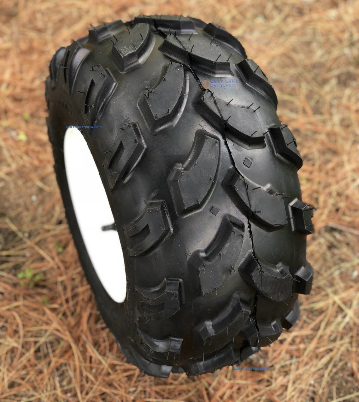 8" White Steel Wheel & 18x9.50-8 Knobby Tire Combo - Fits Golf Carts, ATVs & UTVs