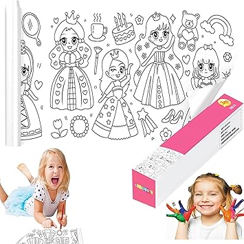 3 Rotoli Carta Da Disegno Appiccicosa + 12 Matite - Kit Creativo Per Bambini