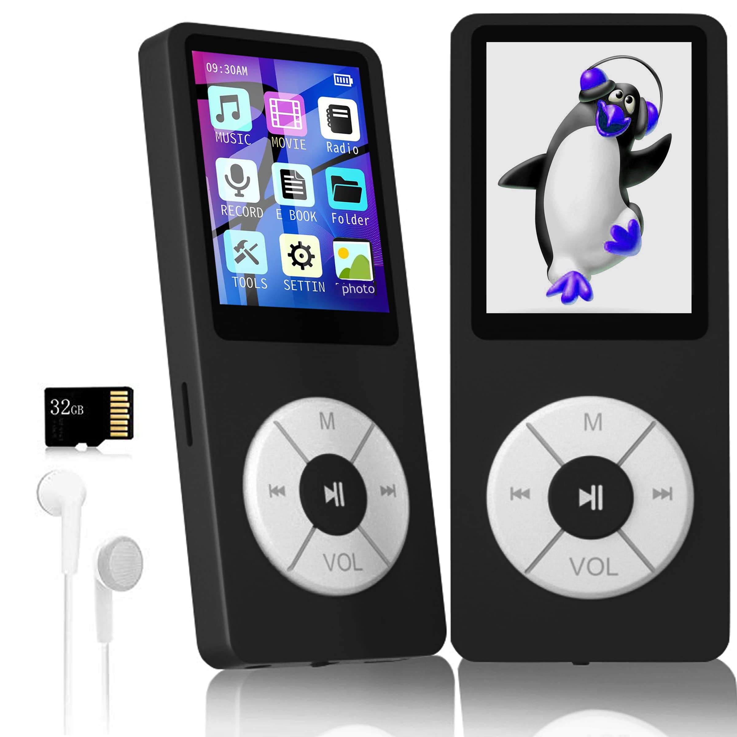 MP3 Player with 32GB TF Card, Built-in HD Speaker, Hi-Fi Portable Music Player with Video/Voice Recorder, FM Radio, Photo Viewer, Book Player