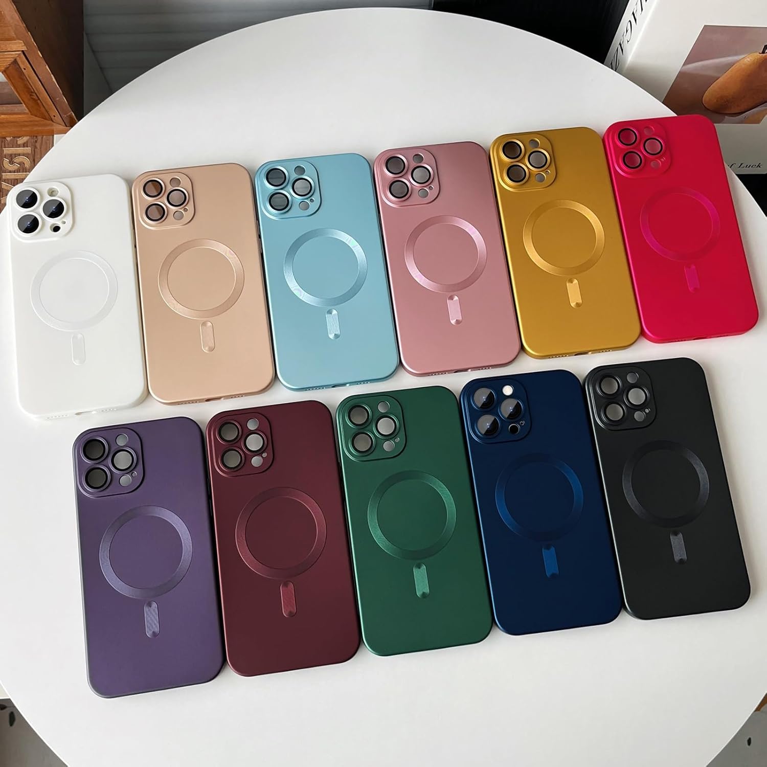 Magnetic for iPhone 16 Pro Max Phone Case for Women, [Compatible with Magnetic] Matte Soft Metallic Design with Lens Protectors and 1 Screen Protectors for iPhone 16 Pro Max 6.9"-Wine Red - Image 6