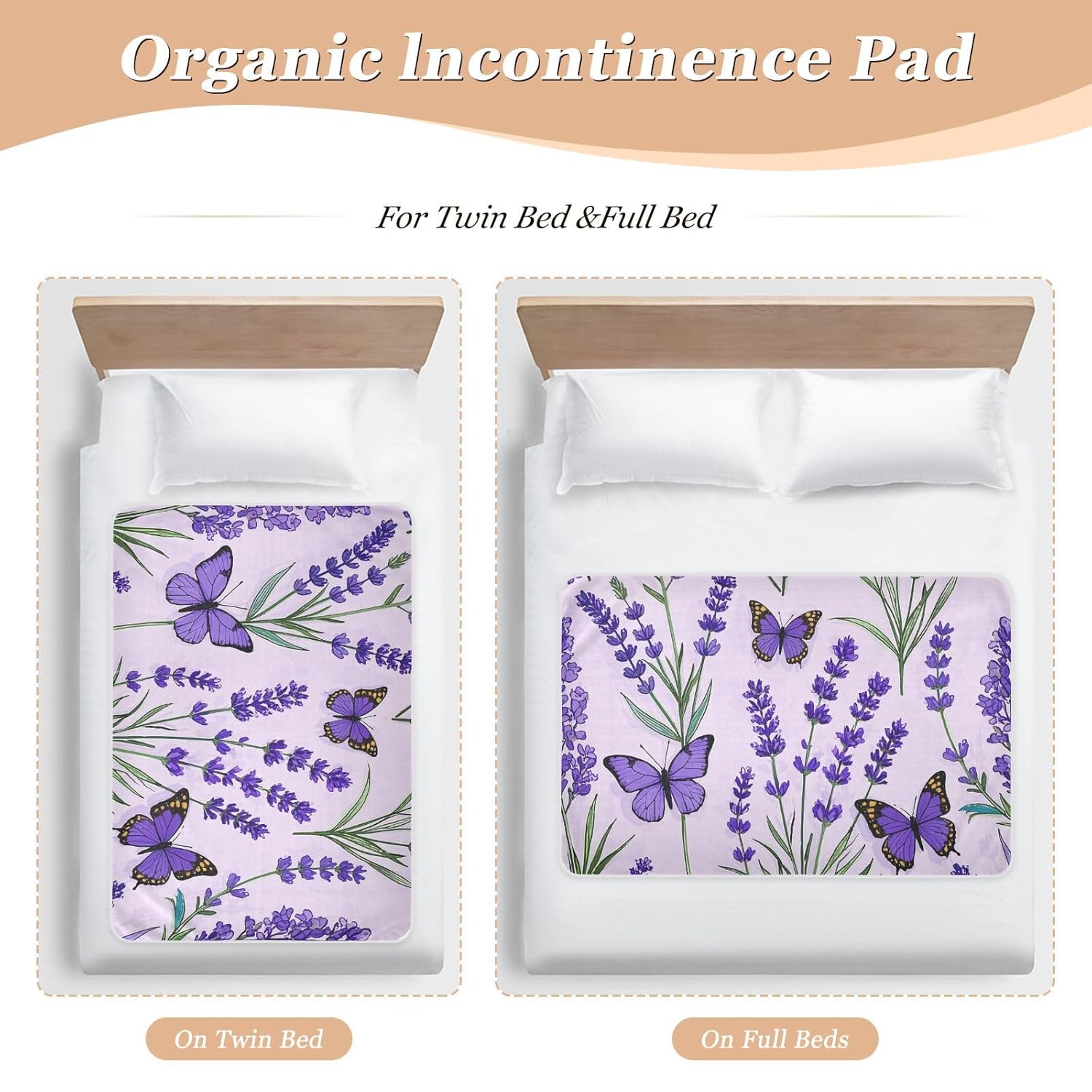 Purple Lavender with Butterflies Potty Training Pee Pad Highly Absorbent Baby Diaper Changing Pad Portable Pee Mats for Baby Boys Girls, 52" L x 34" W para viajar