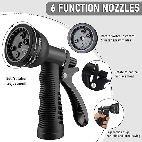 Miniatura 3 de Pangda Manguera de jardín de bobina de 25 pies x 38 pulgadas, manguera de agua expandible con boquilla de pulverización de 6 funciones, conector de