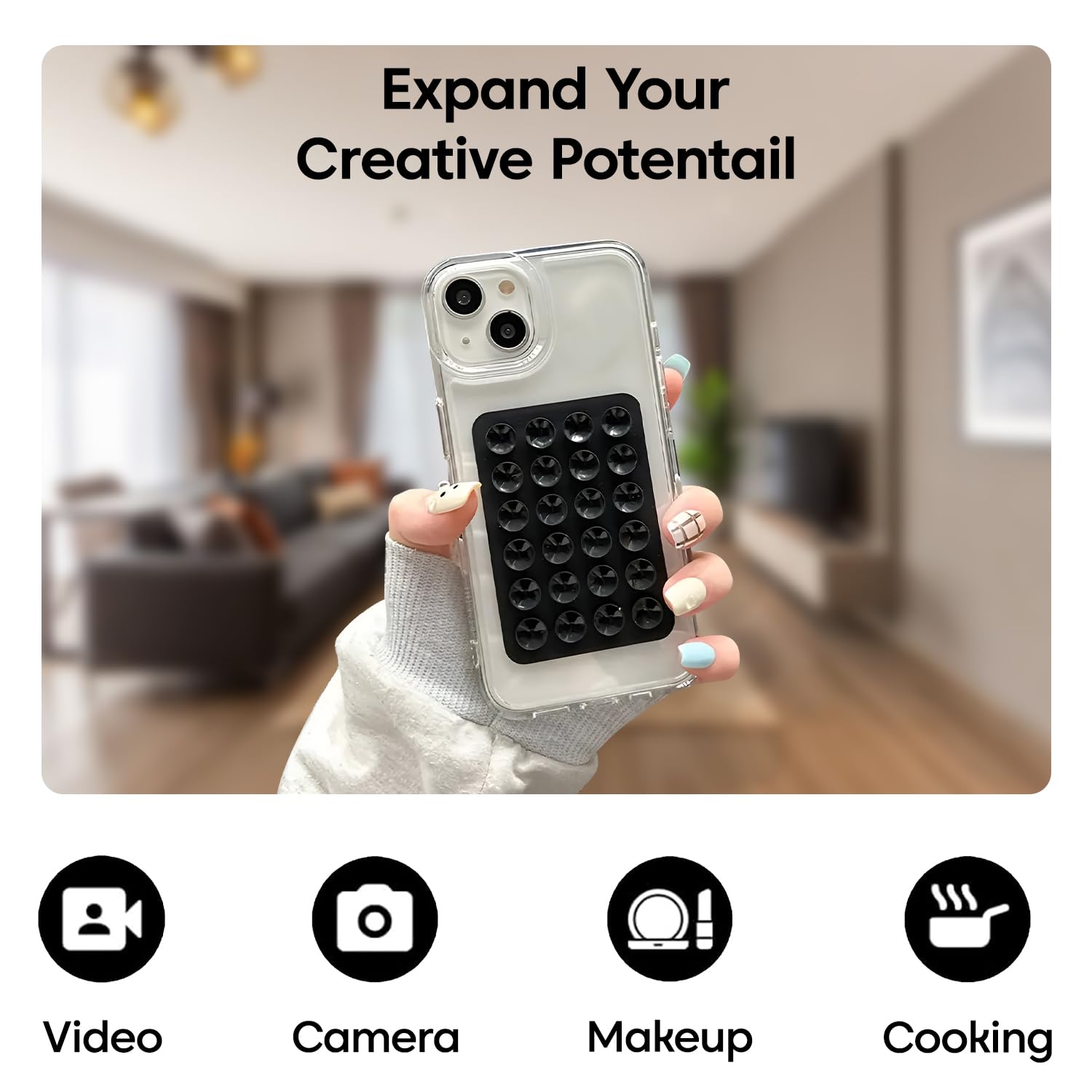 Sounce Suction Phone Case (Pack of 3) – Anti-Slip Silicone Sticky Back Cover with 24 Suction Cups for Hands-Free Mounting on Mirrors, Tiles, Showers, Car Dashboards, and More 10 71dZR3fwIOL. SL1500