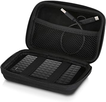 Wicked Chili Hard Case for External Hard Drive and SSD Anti-Shock 2.5 Inch Max. 12.7 x 8.2 x 4 cm with Compartment for Cable SSD Case Compatible with WD Passport Elements Toshiba Canvio Intenso TV USB Stick Case with Accessory Compartment