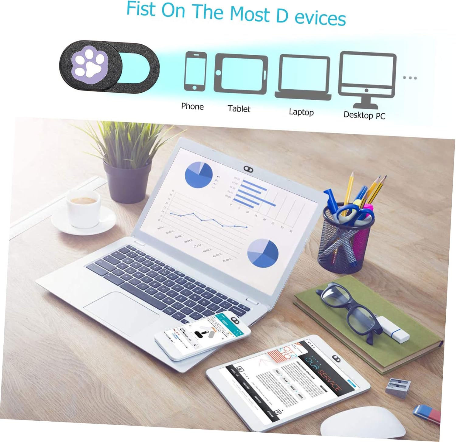 6 Pcs Paw Pattern Privacy Covers Ultra-Thin Laptop Webcam Slide Protectors Prevent Peeping Tablet