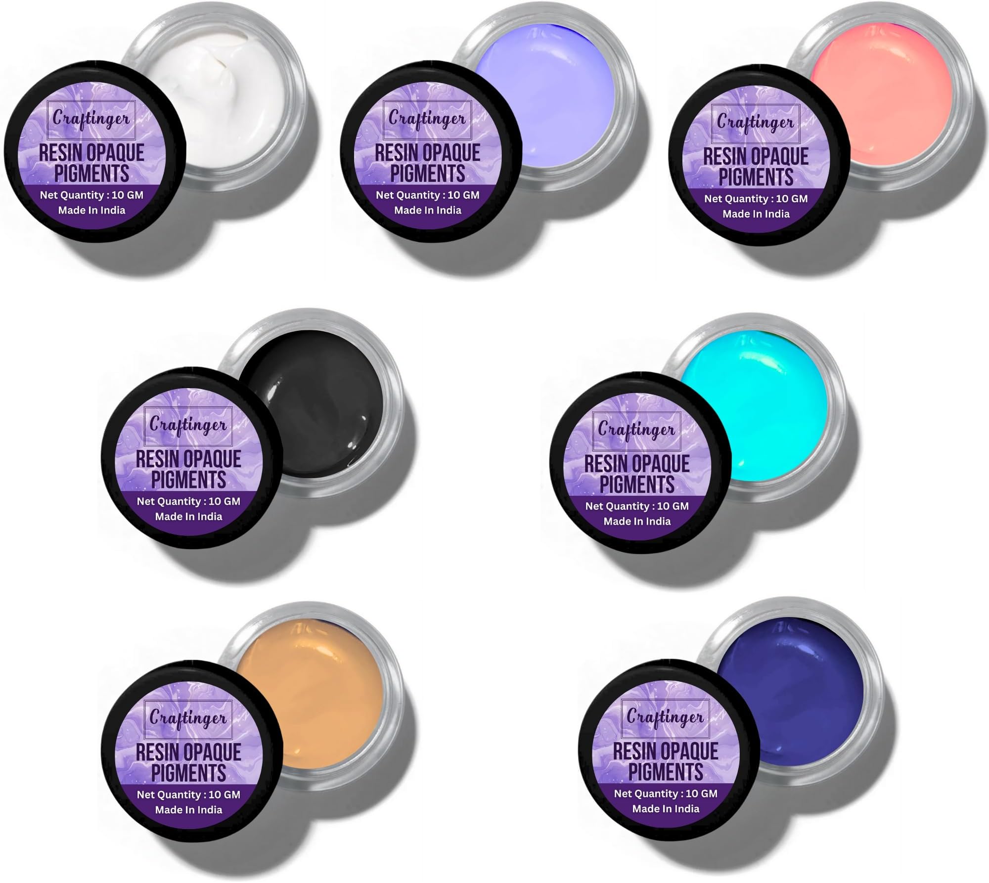 Craftinger Resin Opaque Pigment Set โ 7 Must-Have Shades (10g Each) Color Pigments for Epoxy Resin, Art & Craft | Non-Toxic, Vibrant & Easy to Use