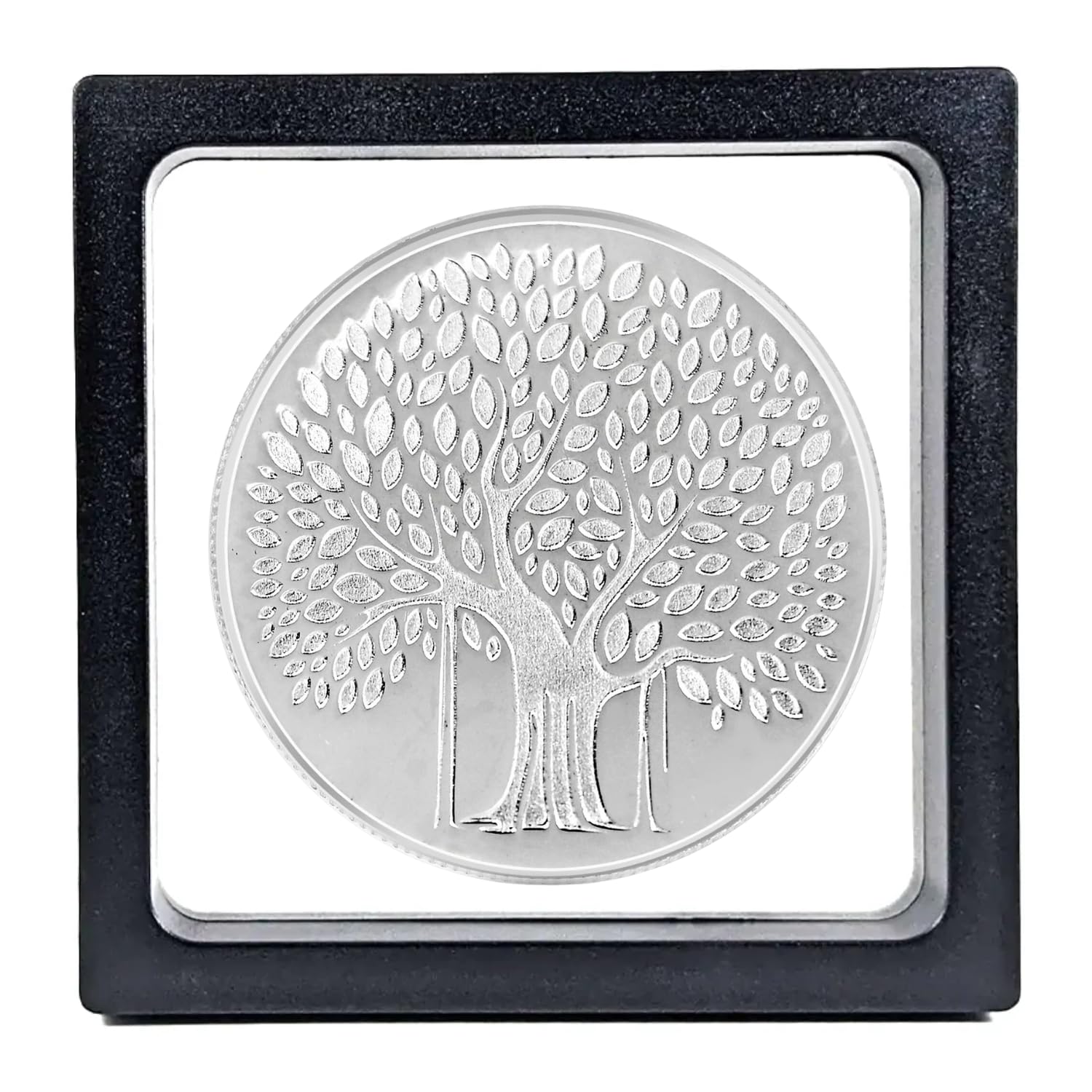 CHOTTEY LAL AND SONS999 Purity Banyan Tree Round Silver Coin with Unique Packaging for Coporate Gifting, Ceremony, Wedding and Festivals