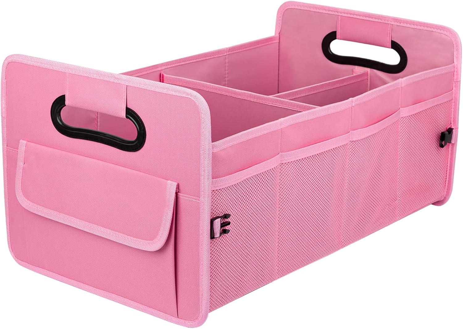 JiatuA Car Trunk Organizer, Car Organizers and Storage Collapsible Multi Compartment Container Box, Adjustable Car Accessories for SUV Sedan Truck, Standard Size, Pink