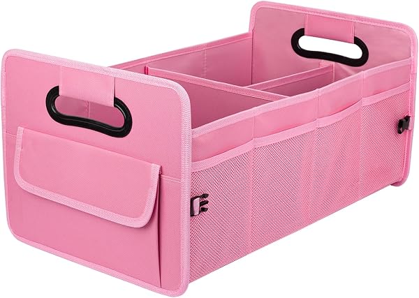 JiatuA Pink Car Trunk Organizer with Multi Compartments