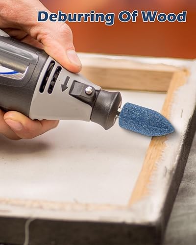 Miniatura 6 de Rocaris 5 piezas de piedra abrasiva de molienda con vástago de 14 de pulgada, rueda de aleta montada en óxido de aluminio para moler, pulido,