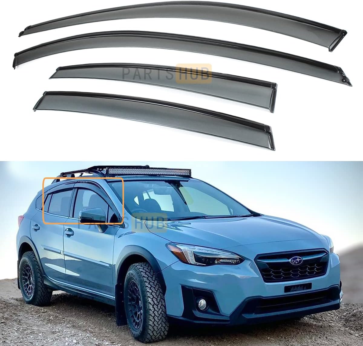 S.H. Fits for 2018-2022 Subaru Crosstrek Full-Length Smoke Tinted Window Visors Rain Guards Vent Shade Deflector, Black