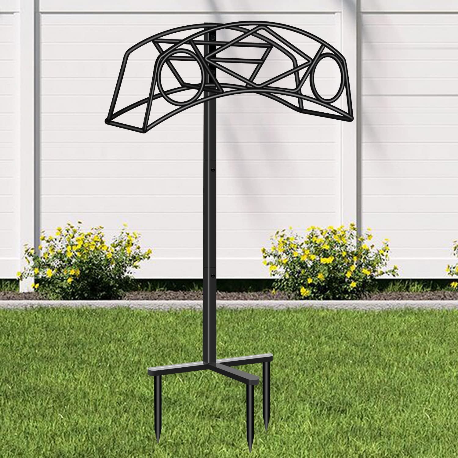 Jrevio Garden Hose Holder Freestanding Hose Reel Rustproof Water Hose Holder for Outside Heavy-gauge Steel Garden Hose Hanger Hose Stand Holds up to 125ft Hose for Yard, Lawn