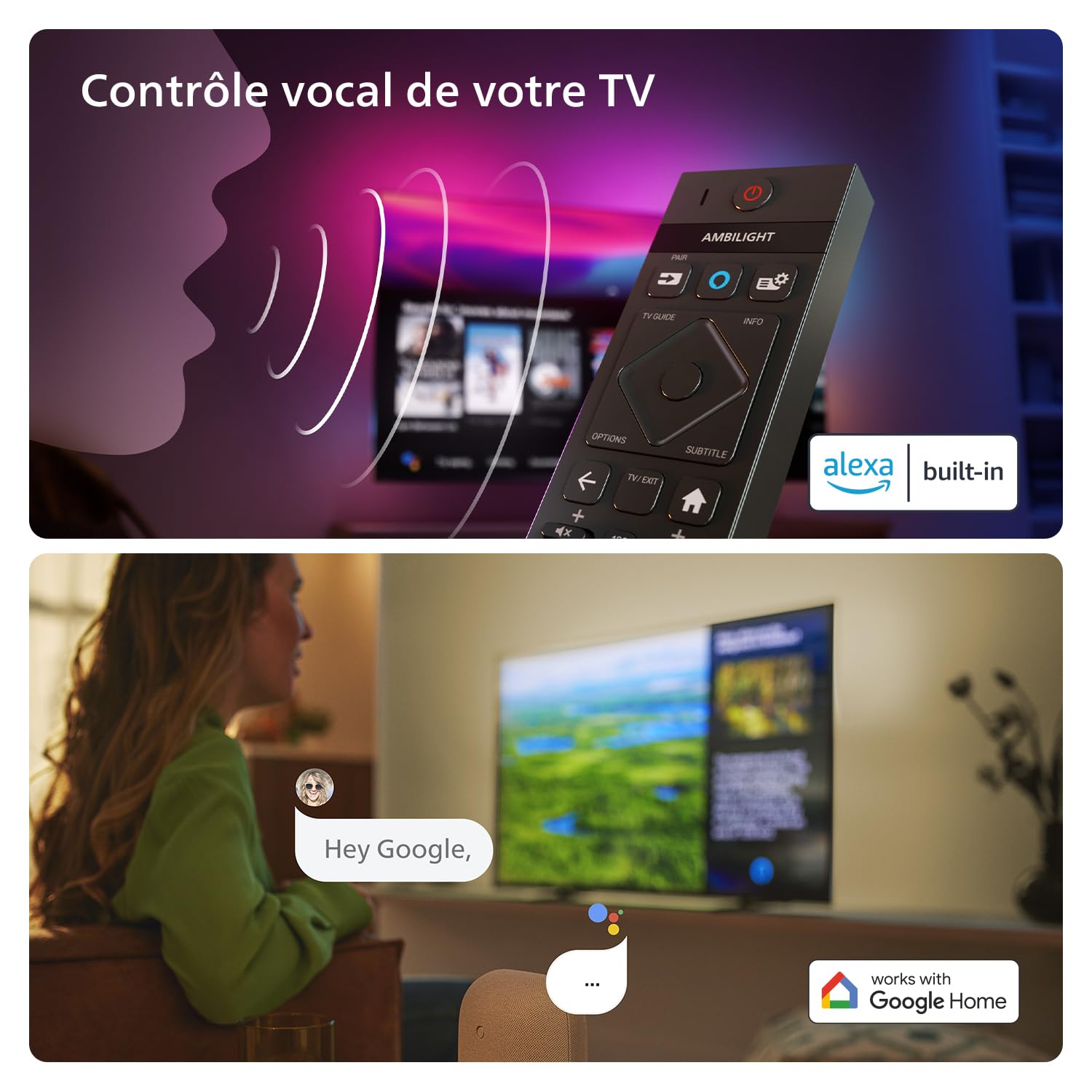 Philips Ambilight 55PUS8909 Smart TV LED 4K - Écran 55 Pouces avec Plate-Forme Pixel Precise Ultra HD Titan OS et Son Dolby Atmos, Fonctionne avec l’Assistant Vocal Alexa et Google - Gris Anthracite