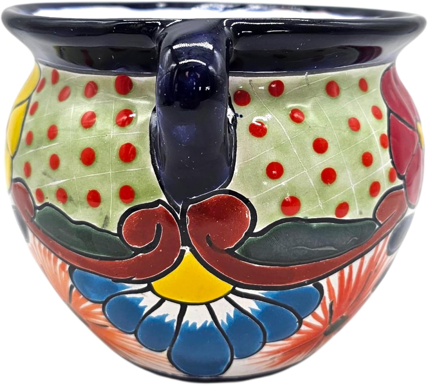 Michoacana Mini Planter #2 Puebla Hand Painted Indoor Outdoor Multi Colored Glazed (Puebla)