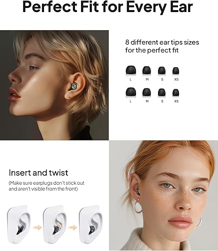 Miniatura 18 de Tapones para los oídos para dormir con cancelación de ruido, tapones de silicona reutilizables para dormir con 8 orejas y funda, reducción de ruido