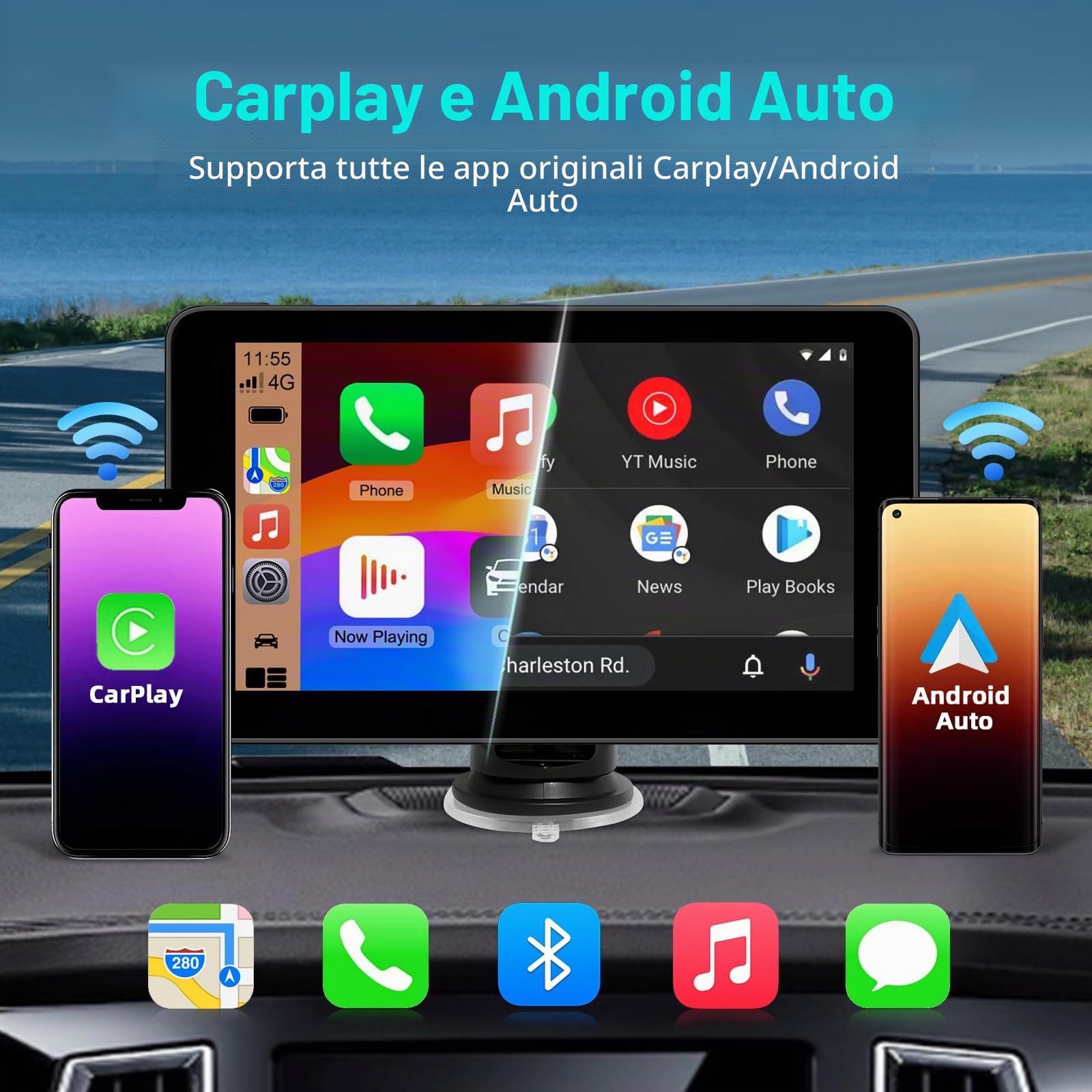 Schermo automatico di Android dello schermo del gioco dell'automobile di Apple a 7 pollici, Tablet dell'automobile con Bluetooth/FM/AUX, supporto Mirror Link/Voice Control/navigazione GPS
