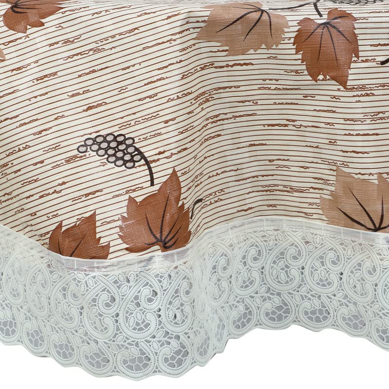 Image of Dakshya Industries Printed PVC Plastic Flowered 4 Seater Round Shape Table Cover (Size- 60 Inches Round)