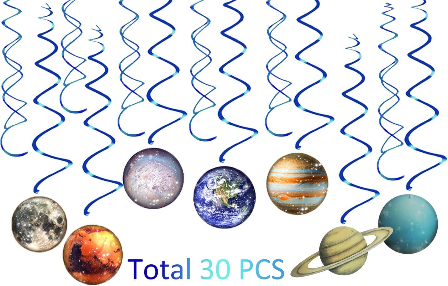 Solar System Hanging Swirl Party Supplies - Space Themed Planets Birthday Banner for Boys Girls Kids - Happy Birthday Party Favor Supplies 30PCS image 2