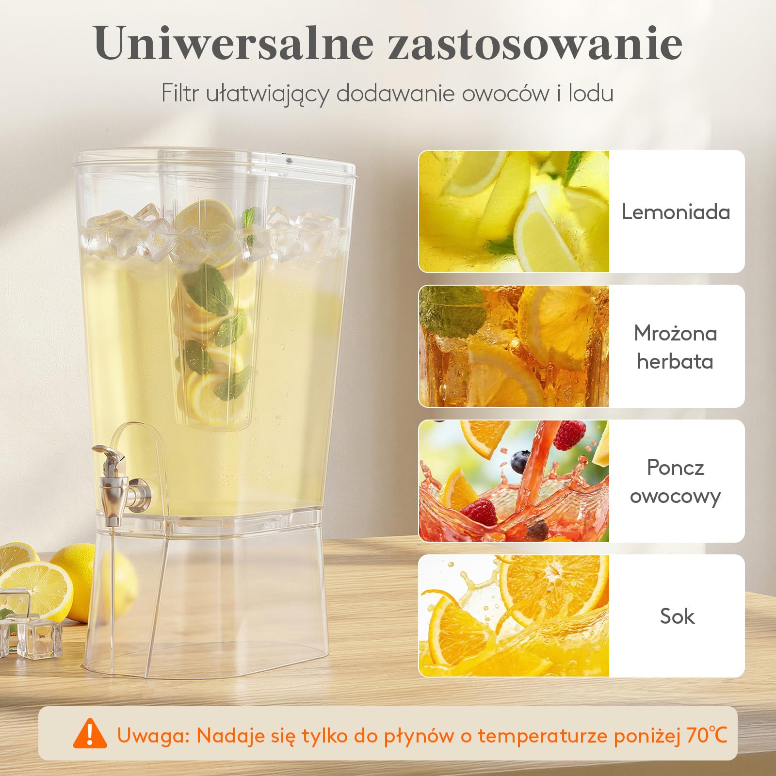 Lifewit 11,4L Dystrybutor Napojów z Kranikiem, Duży Plastikowy Dyspenser na Imprezę ze Stojakiem i Rdzeniem Lodowym, Przezroczyste Pojemniki z Pokrywką do Soku/Lemoniady/Coli/Herbaty, Bez BPA, 2 Szt