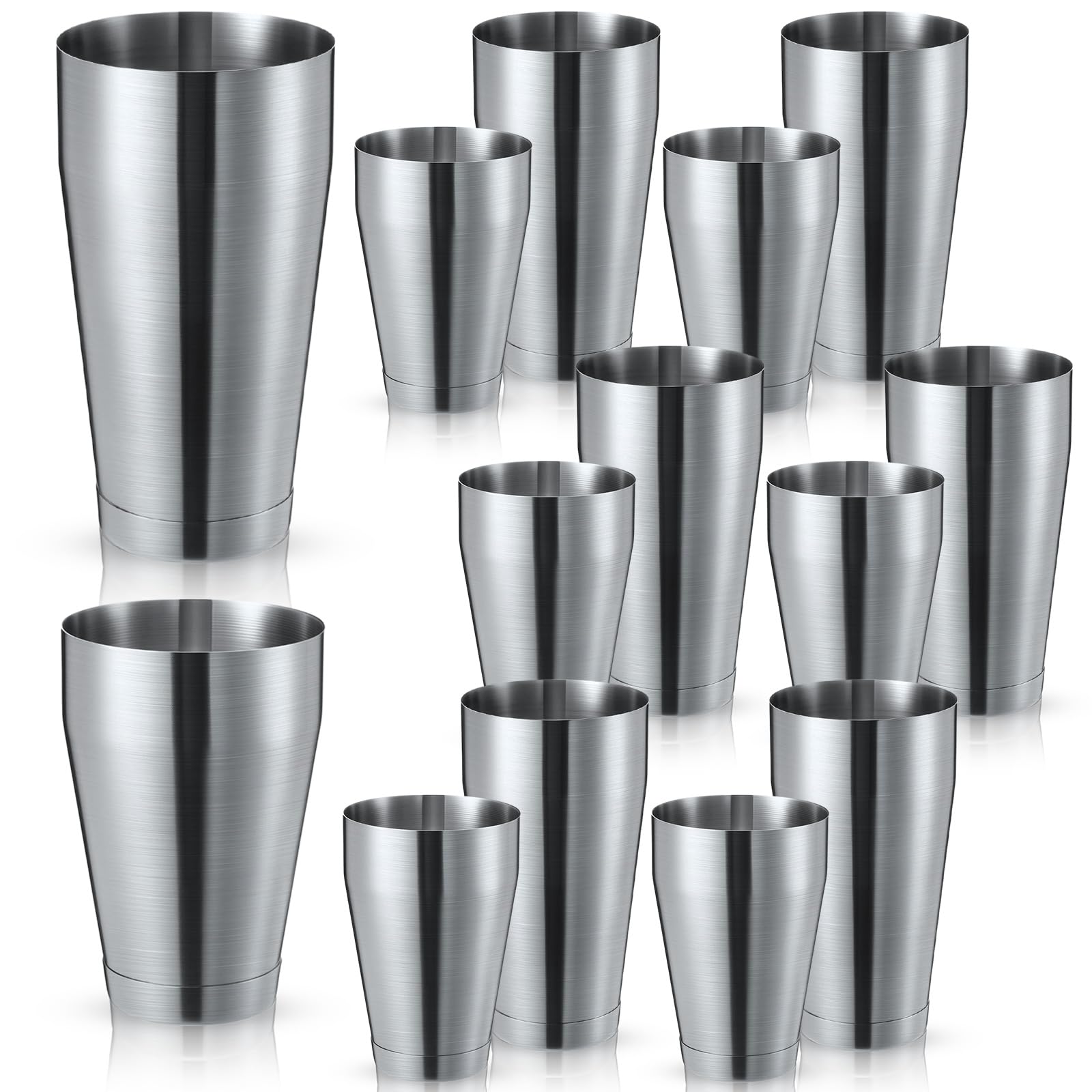 Sabary 12 Pcs Shakers Bartending Boston Cocktail Shaker, Sanding Silver