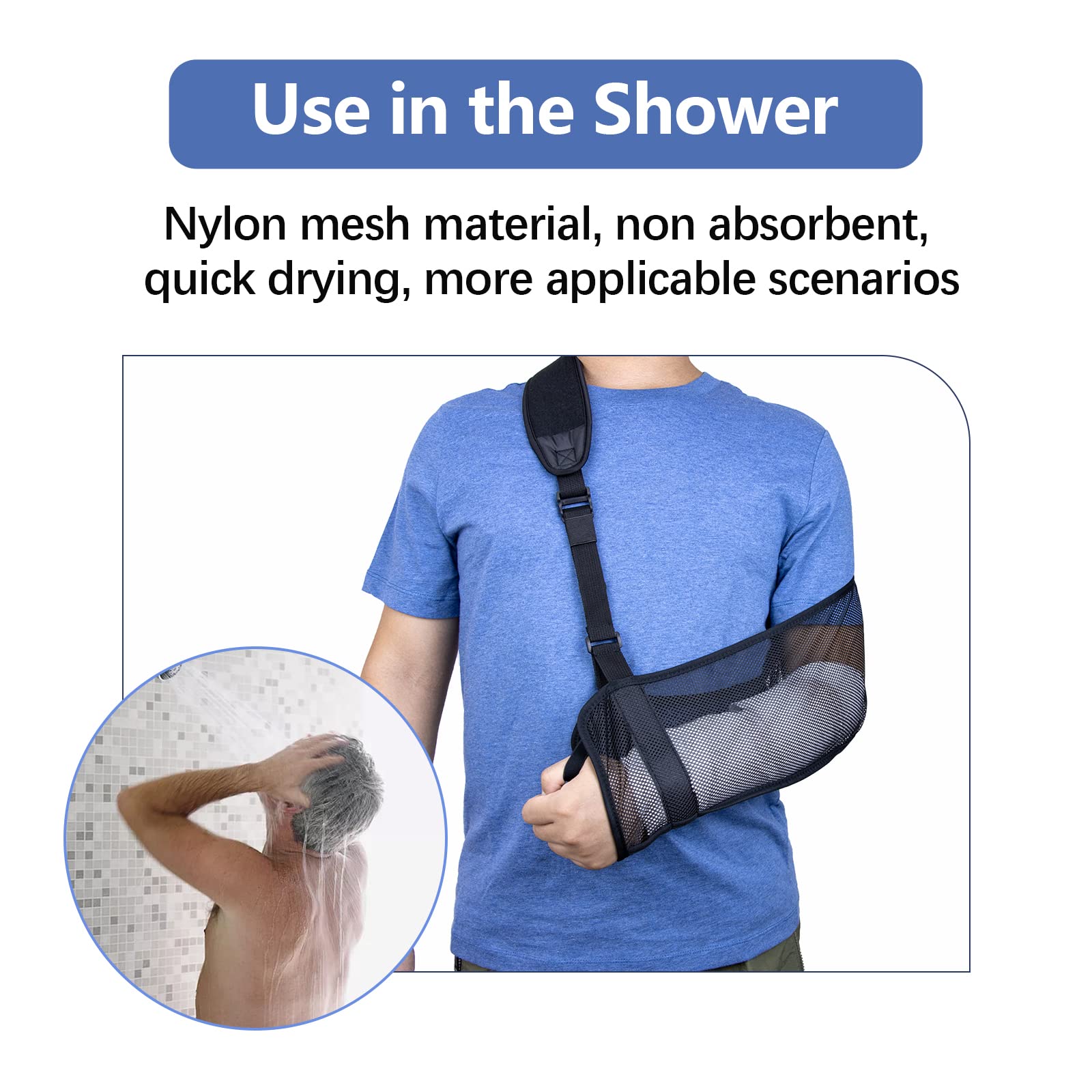Mesh Tutore Braccio Ingessato Traspirante Regolabile Supporto per Braccio Con Gommapiuma per Collo, Adatto per Maschio/femmina, Destra/sinistra, Adatto per Lesioni da Polso, Gomito e Braccio (Nero)