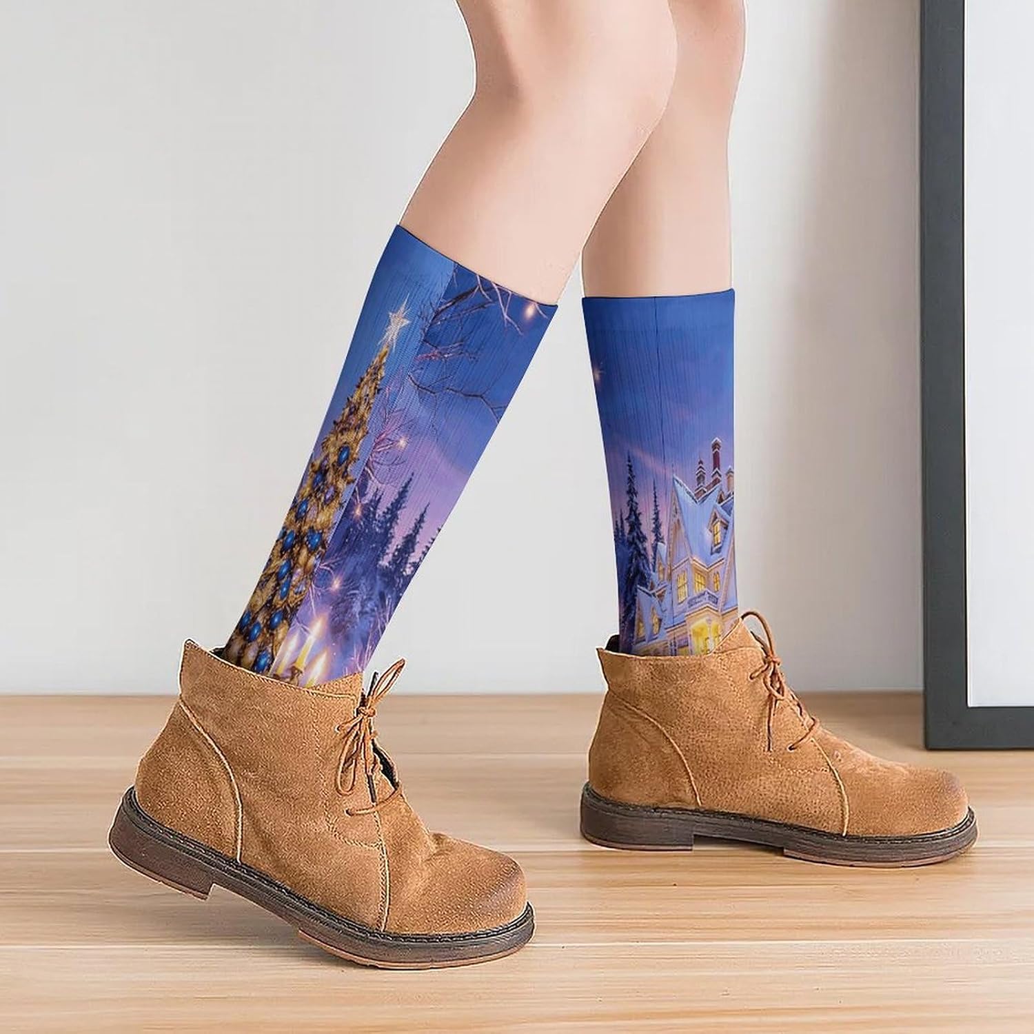 Christmas Manor Crew Socks Casual Breathable Calf Socks | Cushion Running Athletic Socks Long Performance Breathable Sports Socks for Women Men