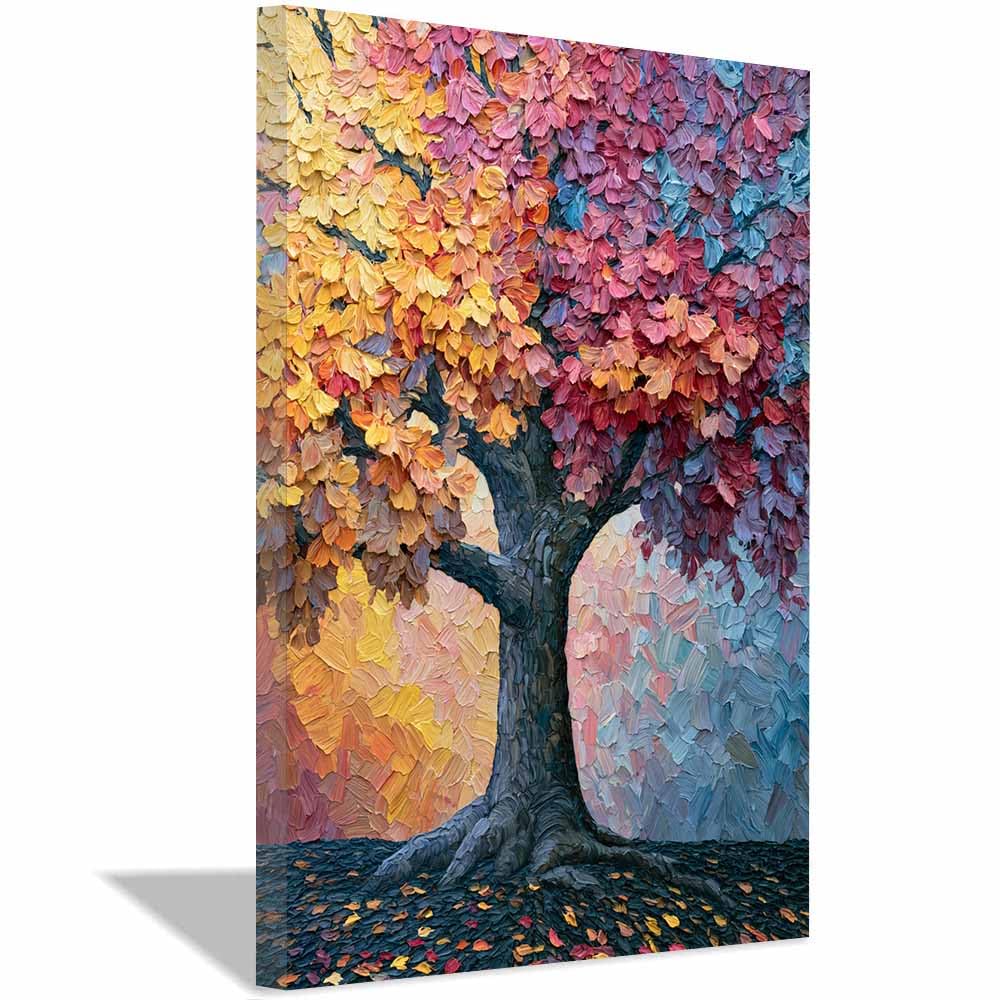 HOQIU Canvas Wall Art Glow Paper Tree tree poster, landscape wall art, for Living Room Bedroom Bathroom.(Multicolor)-60x80cm Framed