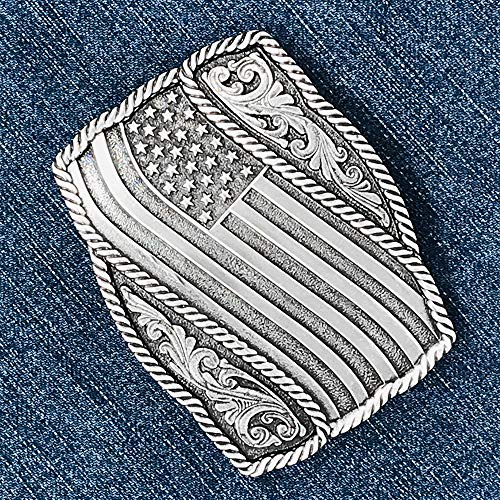 Montana Silversmiths Classic Impressions Waving American Flag Attitude Buckle - Thumbnail 5