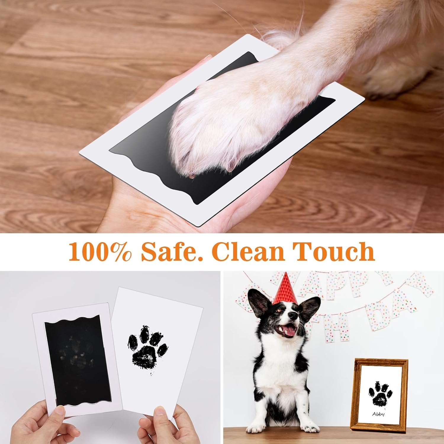 Empreinte Chien Nabance 6pcs Kit Empreinte Chien Chat 12 Cartes, Clean Touch Empreintes Bébé Kit Empreinte Bebe Kit Empreinte Pieds et Mains Avec Boîte Cadeau Cadeau de Baptême Cadeau pour Bébé