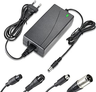 42V 2A Ladegerät für E Scooter, Hoverboard Ladekabel, Elektroroller Ladegerät für 36 V Lithium Batterie,Netzteil mit 5 Anschlüssen 8 mm 3 Zinken/12 mm 3 Zinken/8 mm RCA/3-poligen XLR-Stecker