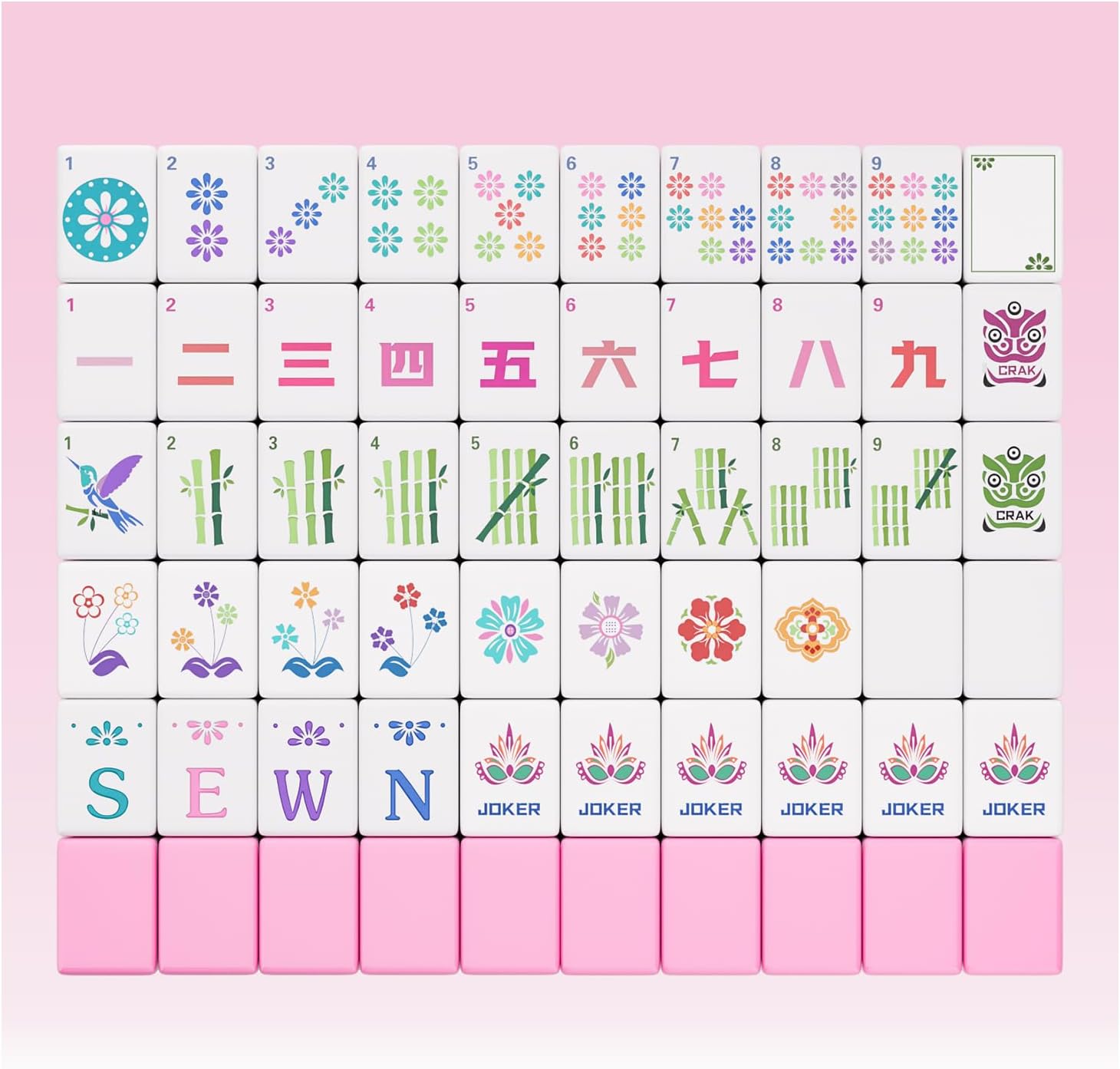 Pink American Mahjong Tile Set-160 Engraved Melamine Mahjong Tiles 1.2 with Mahjong Tiles Bag and Mahjong Accessories Suitable for Friends and Family Gatherings (Pink)