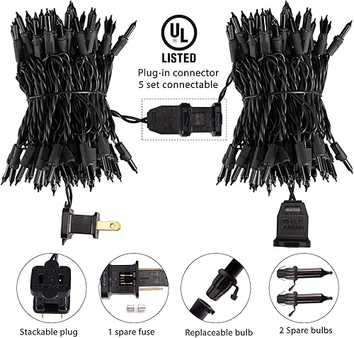 Miniatura 5 de Minetom Guirnalda de luces de Halloween para exteriores, 100 unidades, 25 pies, bombilla incandescente, mini luces para Navidad, guirnalda de