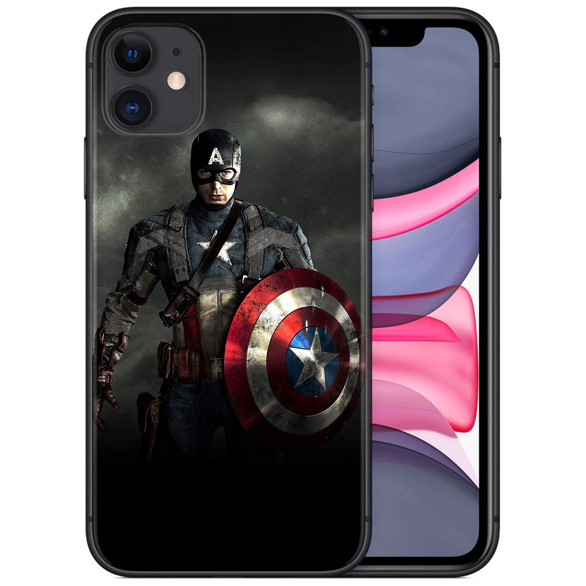 iPhone 11 Case 6.1", Comics iPhone Case Plastic Full Body Protection Cover for iPhone 11 (Captain-America-2)