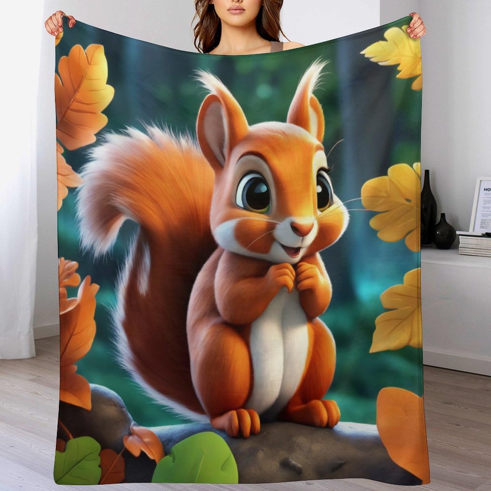 Couvre-lit de camping et maison avec couverture flannel écureuil