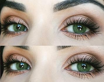 glamlens silicone comfort contact lenses colored “jasmine green ” very strongly opaque and natural green + container 1 pair (2 pieces) dia 14.00 with and without prescription