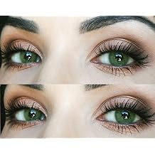 glamlens silicone comfort contact lenses colored  jasmine green   very strongly opaque and natural green + container 1 pair 2 pieces dia 14.00 with and without prescription