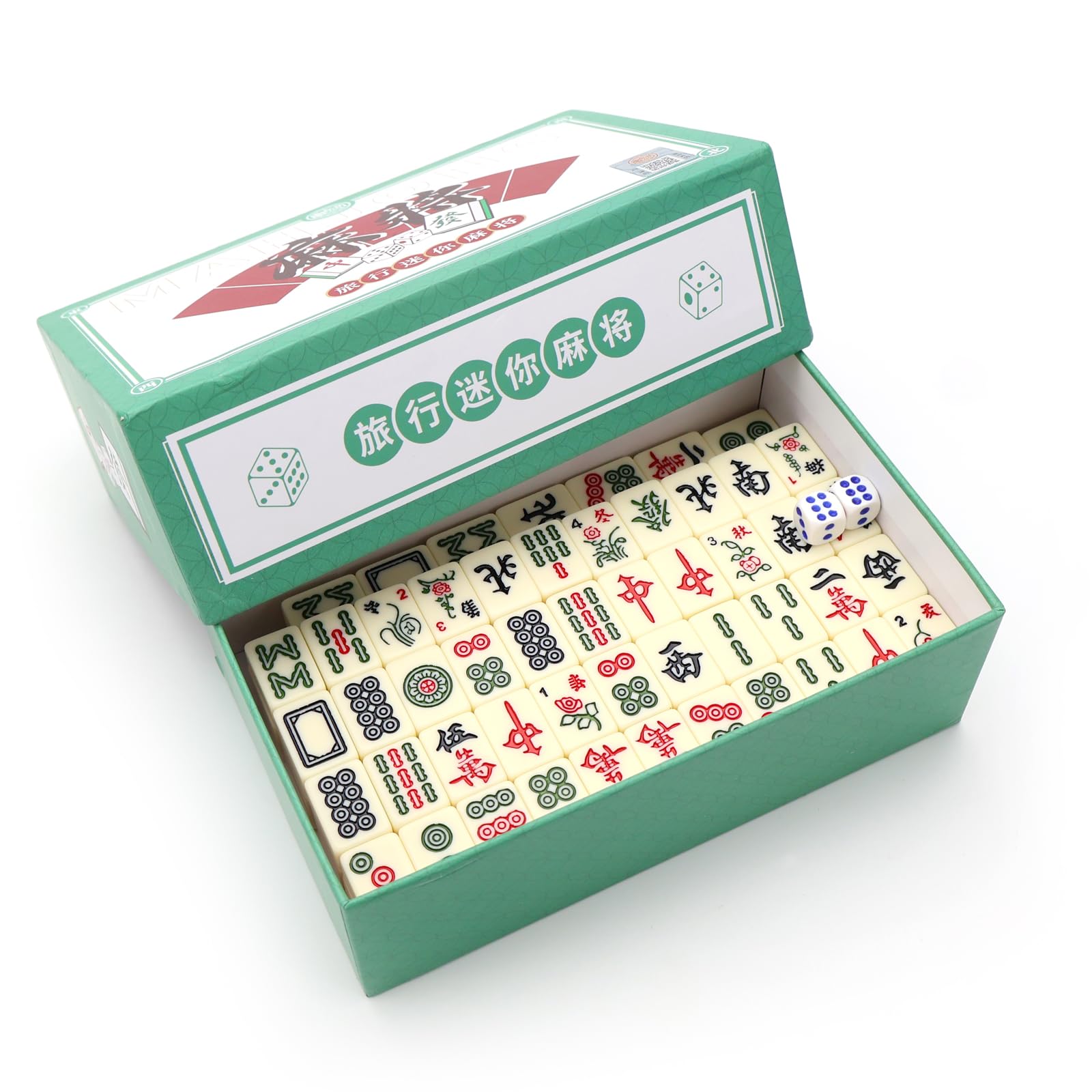 Mini Jeu de Mahjong Chinois, Mahjong avec 144 tuiles, Jeu de société, Convient aux Jeunes et aux Moins Jeunes, Idéal pour Les familles, Les Voyages, Les fêtes