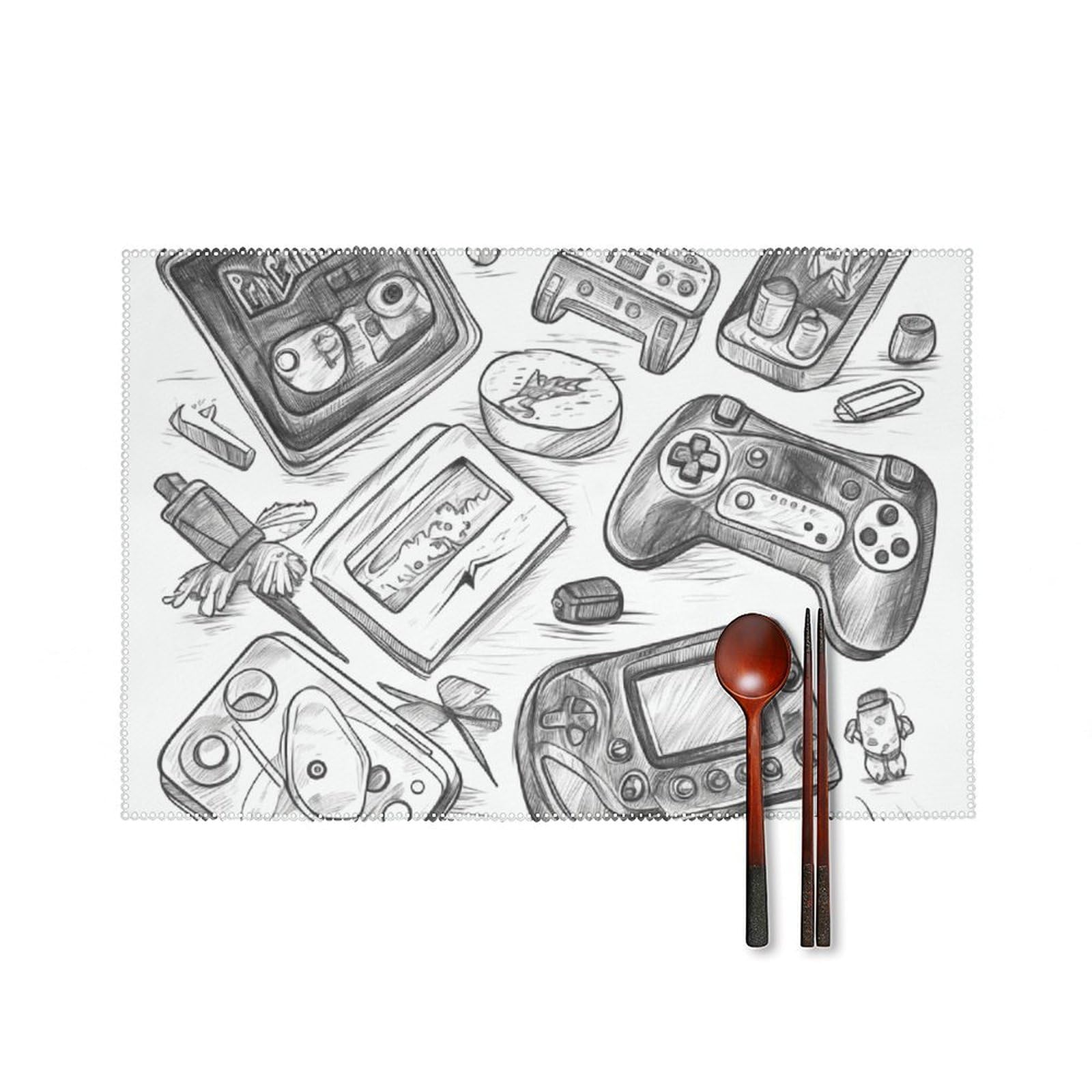 Set de table monochrome anti-tache et protecteur de chaleur en tissu lavable pour table