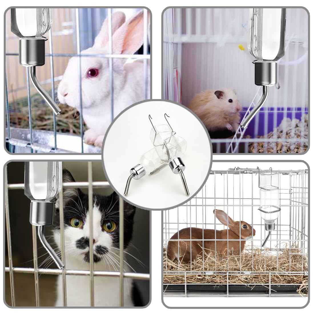 Abbeveratoio Per Conigli E Piccoli Animali - 2 Pezzi Da 180ml E 350ml | A Prova Di Perdite, Con Gancio