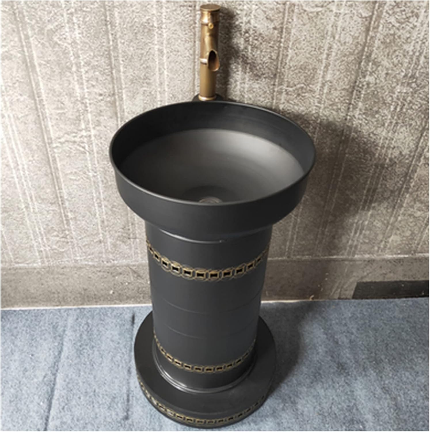 Free Standing Vanity Basin Bathroom Unit & Sink Floorstanding Gloss Full Pedestal Cabinet Under Unit, 18.5 x 16.9 34.2in,Silver,Without Mirror (Red Copper Without Mirror)